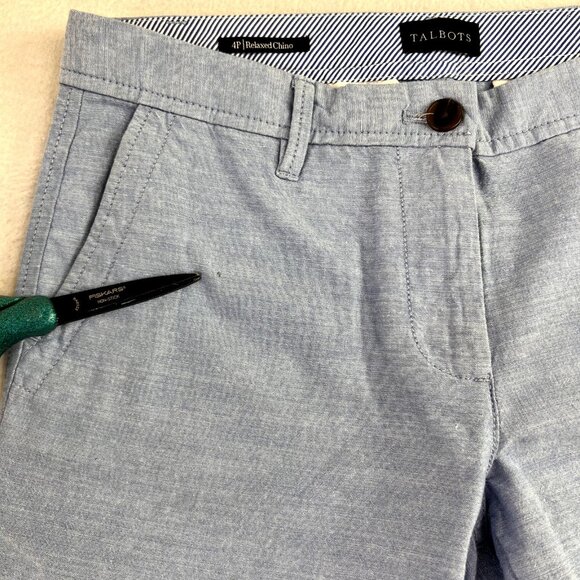Talbots Pants Womens 4P Relaxed Chino Blue Chambray Career Office Profesional - Picture 10 of 10